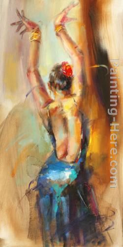 Blue Flamenco painting - Anna Razumovskaya Blue Flamenco art painting